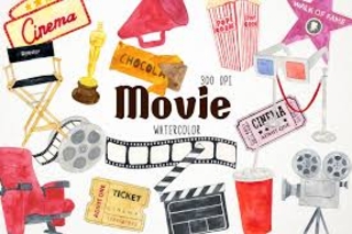pictures of film clips, chairs, popcorn